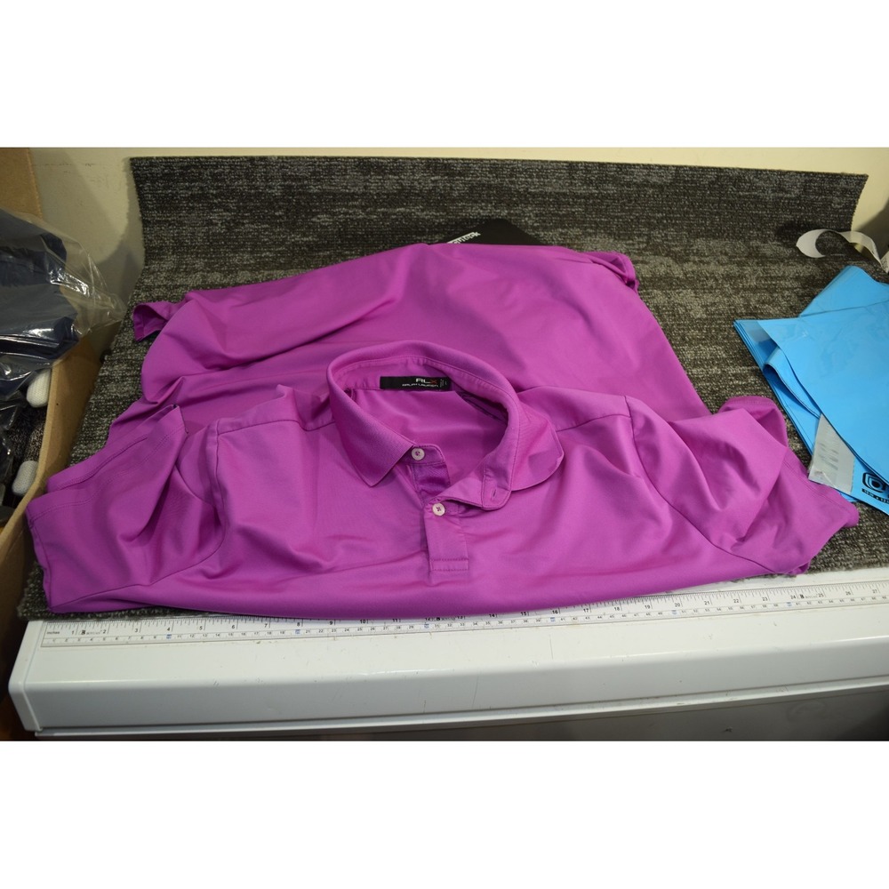 RLX Ralph Lauren Performance Quick Dry Golf Polo Shirt MENS L Purple MAGENTA - Picture 9 of 13